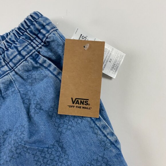 NWT Vans Jeans Womens XS Mended Check Relaxed Cropped Denim Range Elastic Cotton - Picture 5 of 12